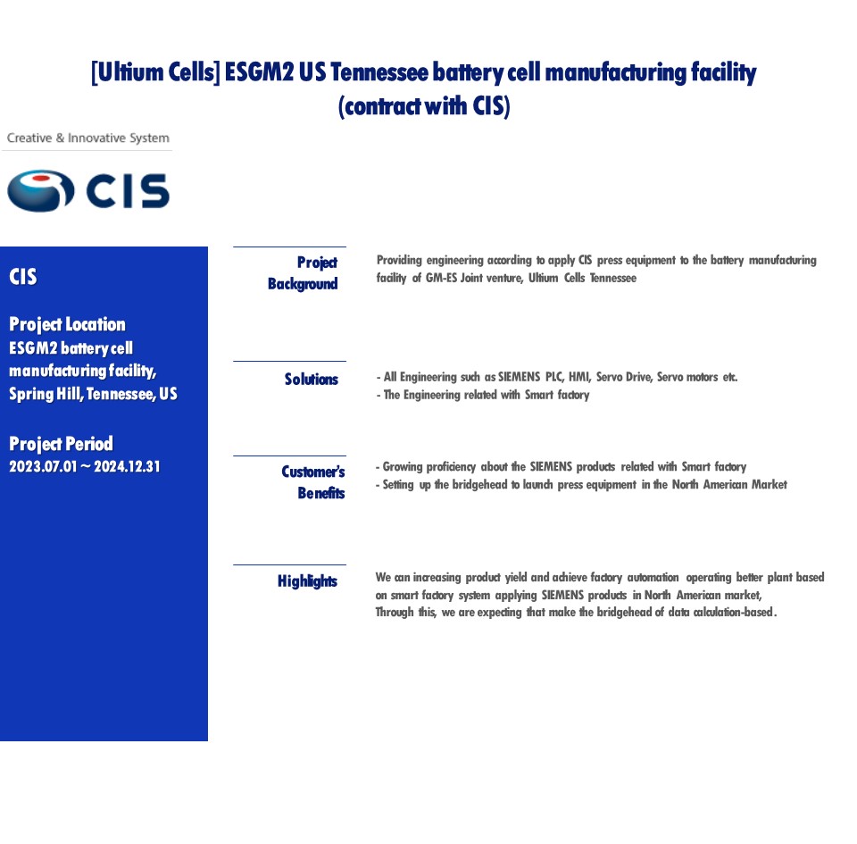 [Ultium Cells] ESGM2 US Tennnessee battery cell manufacturing facility(CIS)